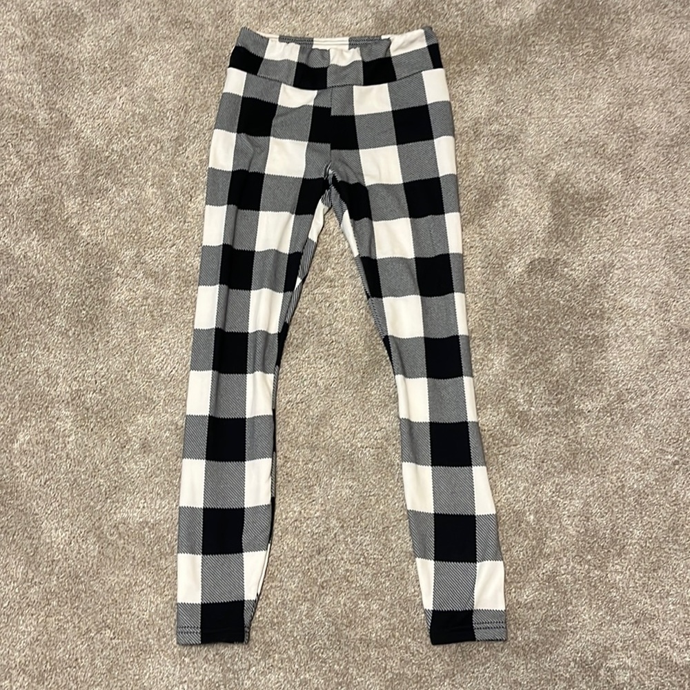 Black and white plaid skinny sweatpants
